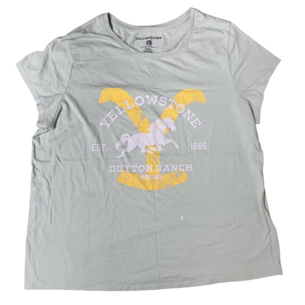 Yellowstone Dutton Ranch Womens T-Shirt XXL Green Cotton/Polyester Blend